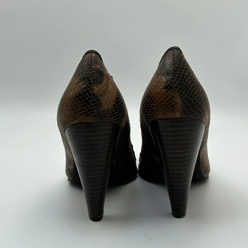 Not‎ Rated Pumps Womens 7.5 Brown Snakeskin Studded Woven Boho Indie Heels